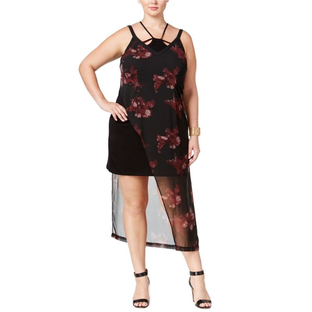 mblm Womens Plus Size Asymmetric Floral Maxi Dress, NWT